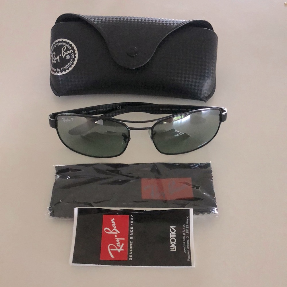Ray-Ban Chromance polarized, frames are carbon fiber.